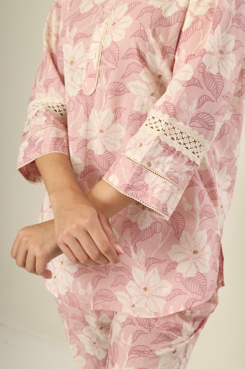 Pink Blossom Nightsuit Set