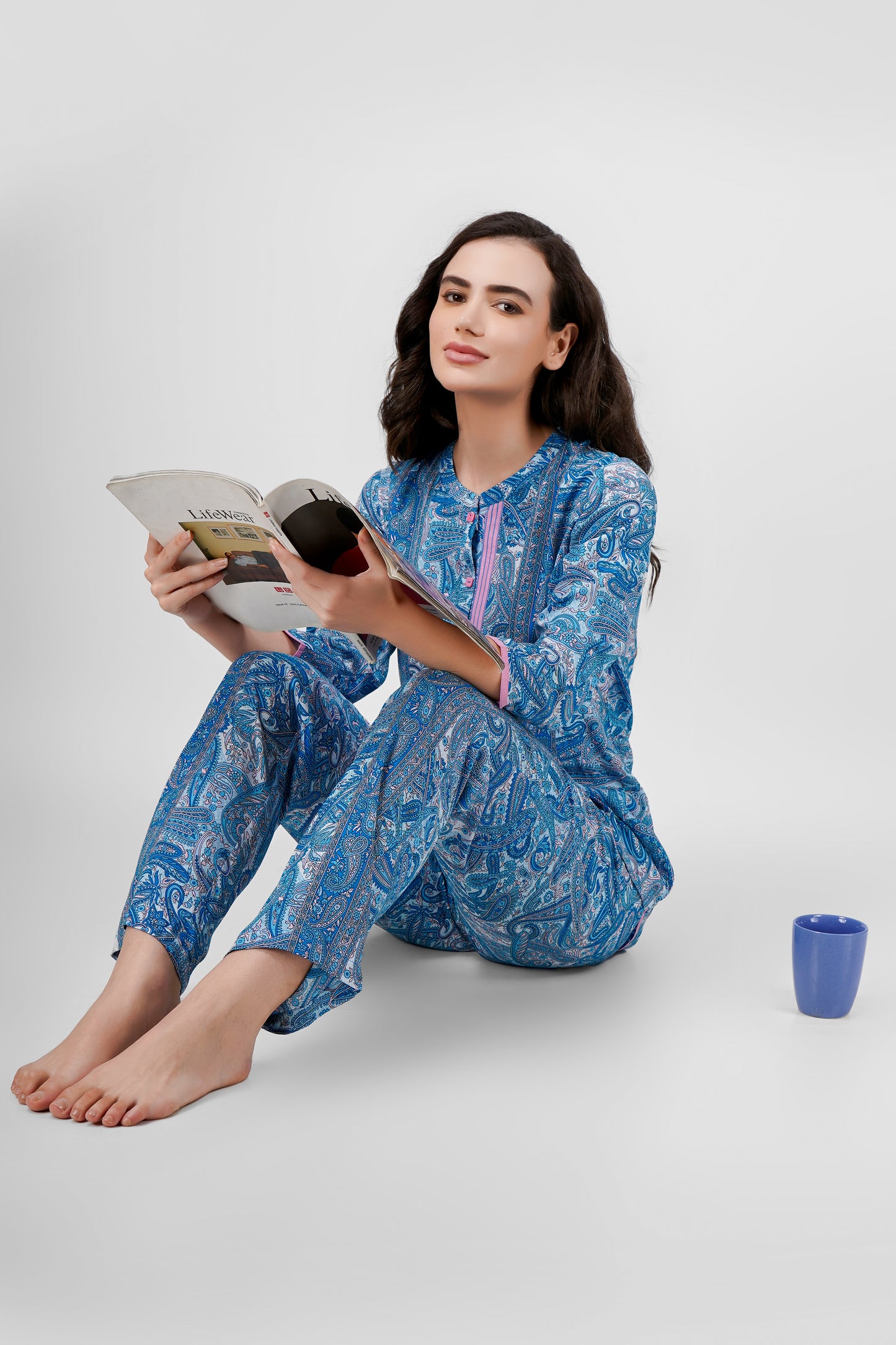 Turquoise Paisley Nightsuit Set