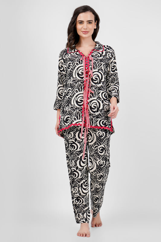 Monochrome Playful Rayon Coord Set