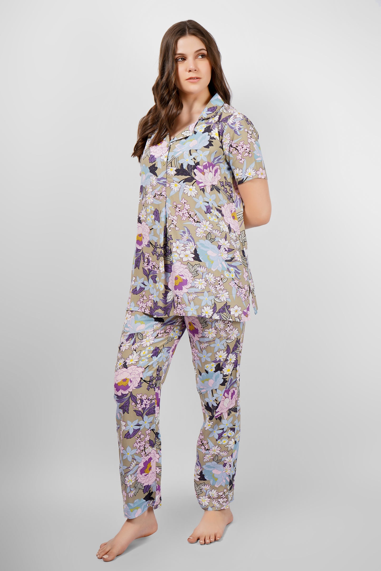 Olive Flora Nightsuit Set