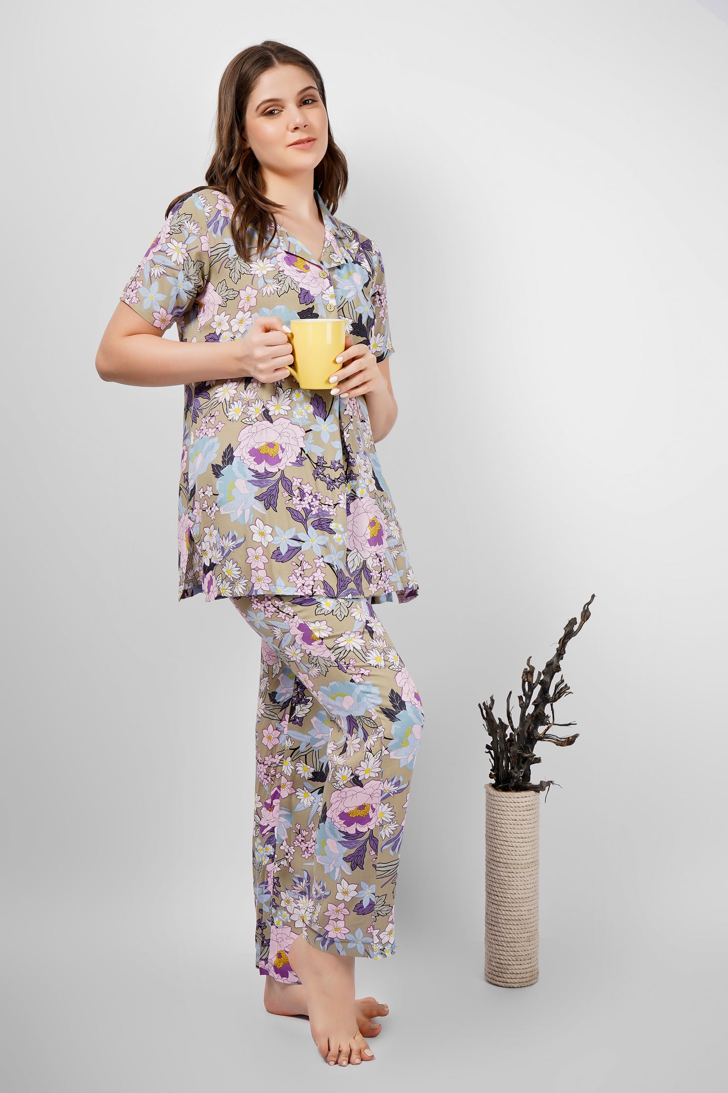 Olive Flora Nightsuit Set