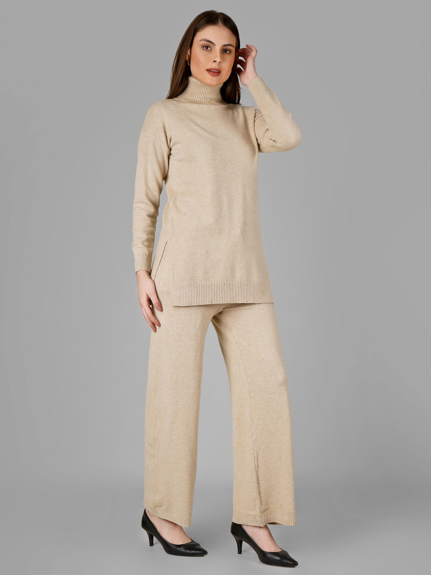 Beige Classic Luxe Woollen Co-ord Set