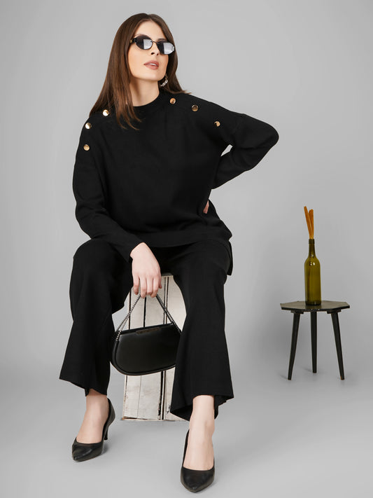 Midnight Luxe Buttoned Woollen Co-ord Set