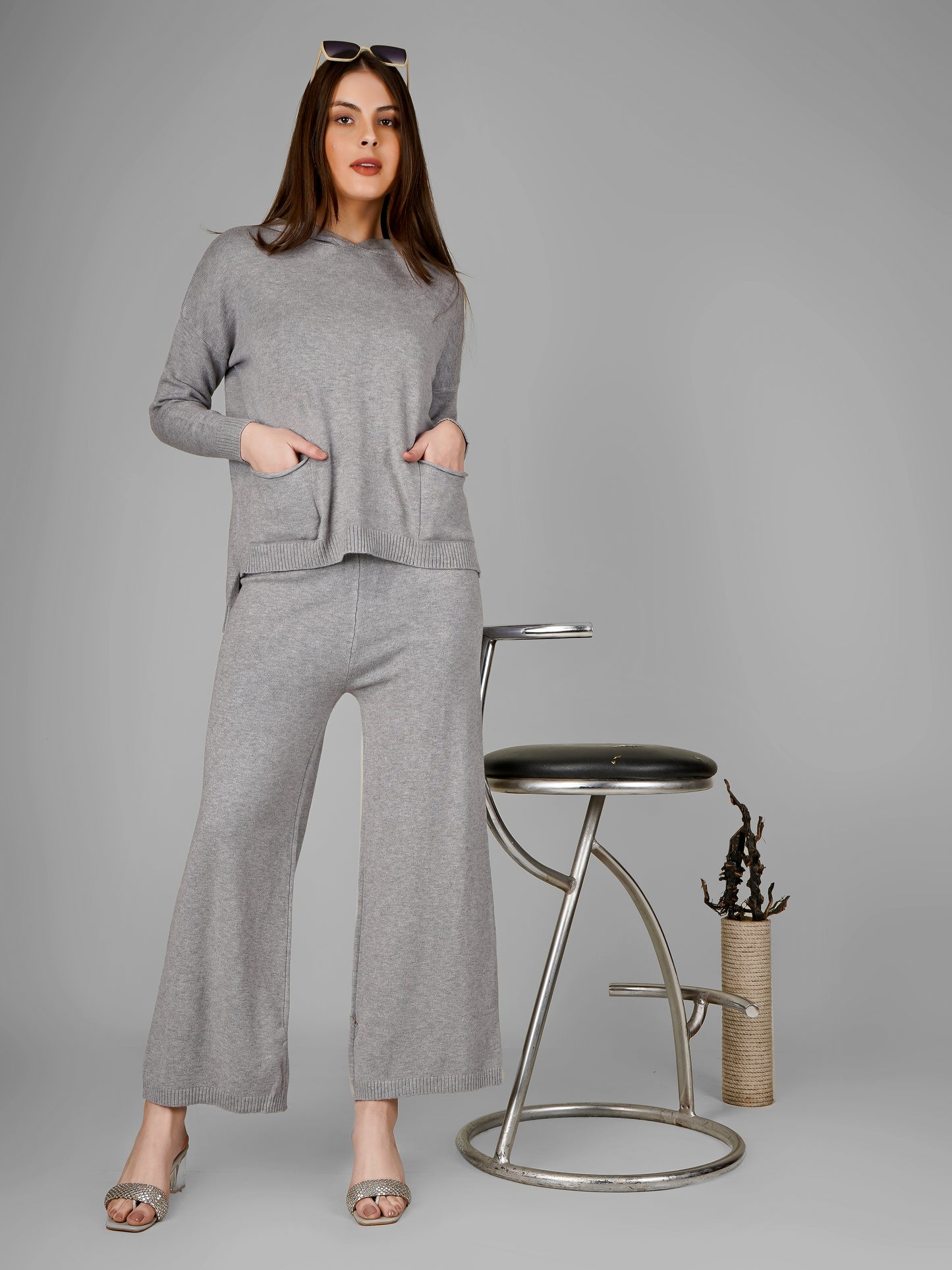 Silver Soft Luxe Woollen Co-ord Set
