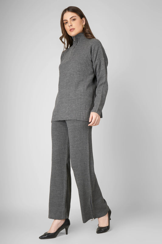 Slate Ribbed Luxe Woollen Co-ord Set