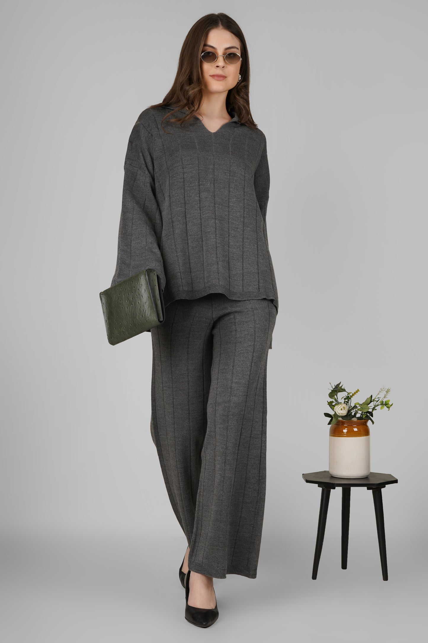 Ash Rib Knit Woollen Co-ord Set