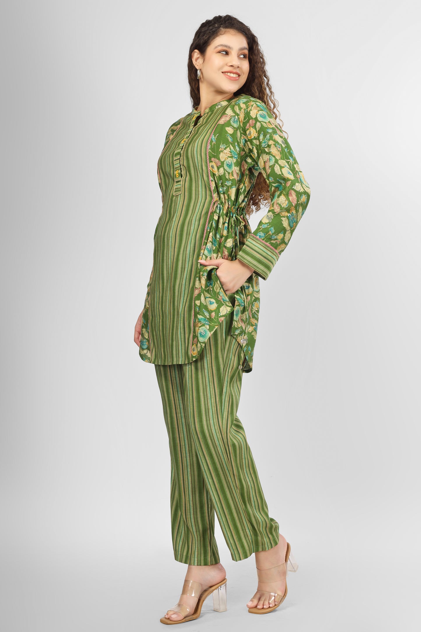 Hot Green Chanderi Coord Set