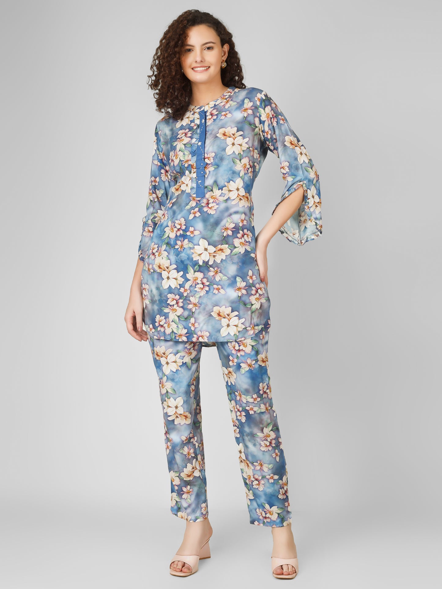Blue Elegance Rayon Coord Set