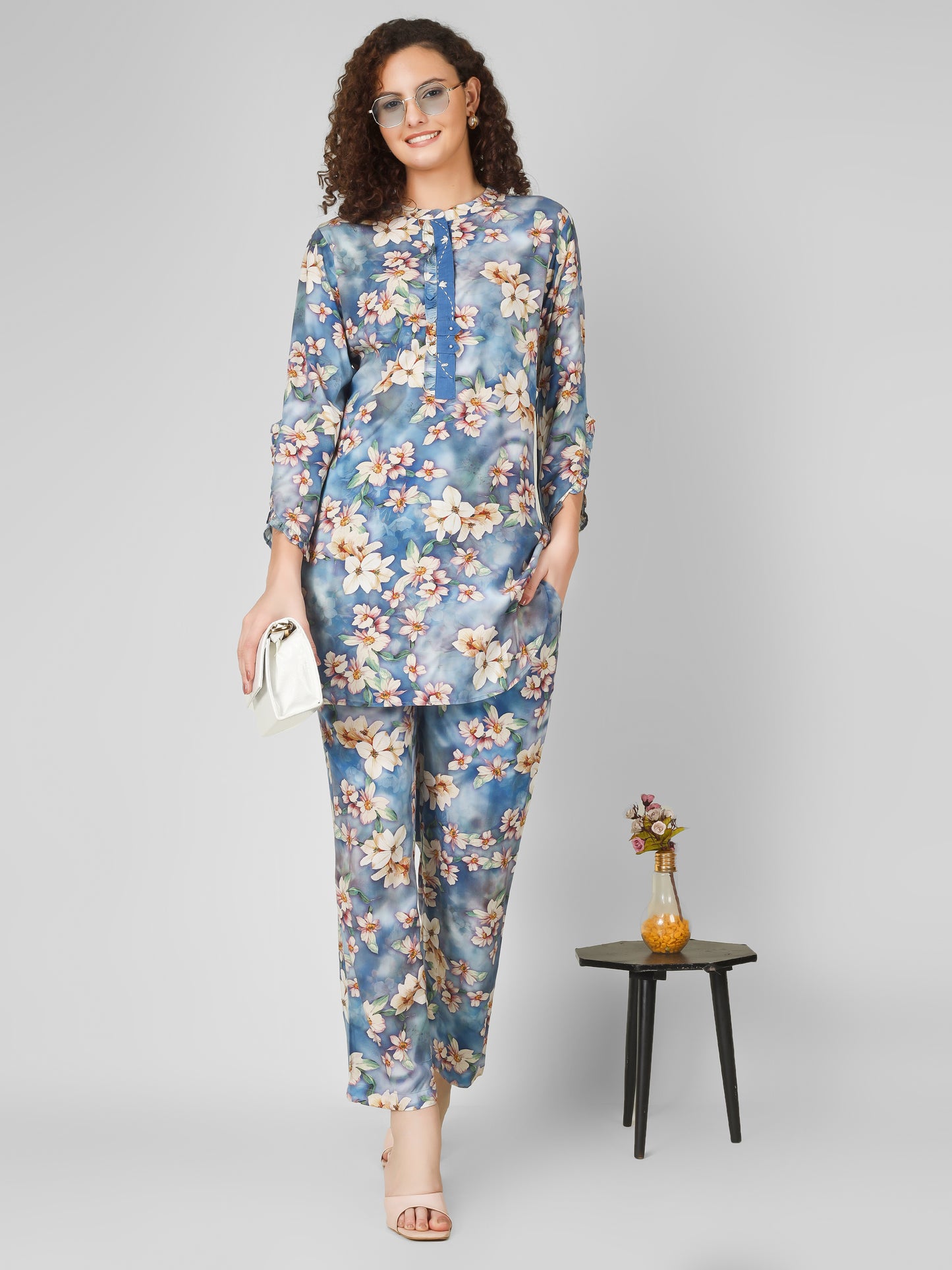 Blue Elegance Rayon Coord Set