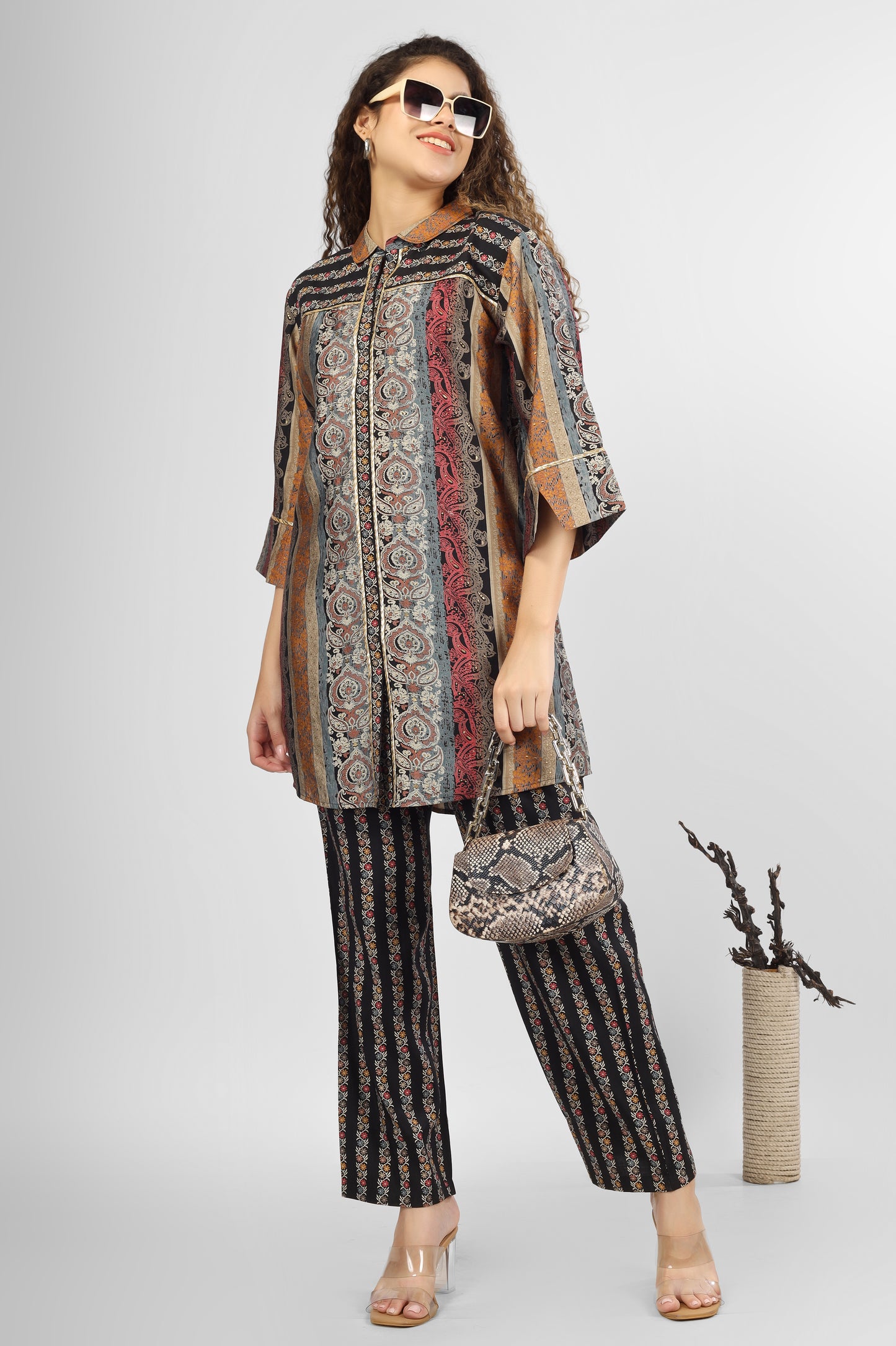 Black Chanderi Coord Set
