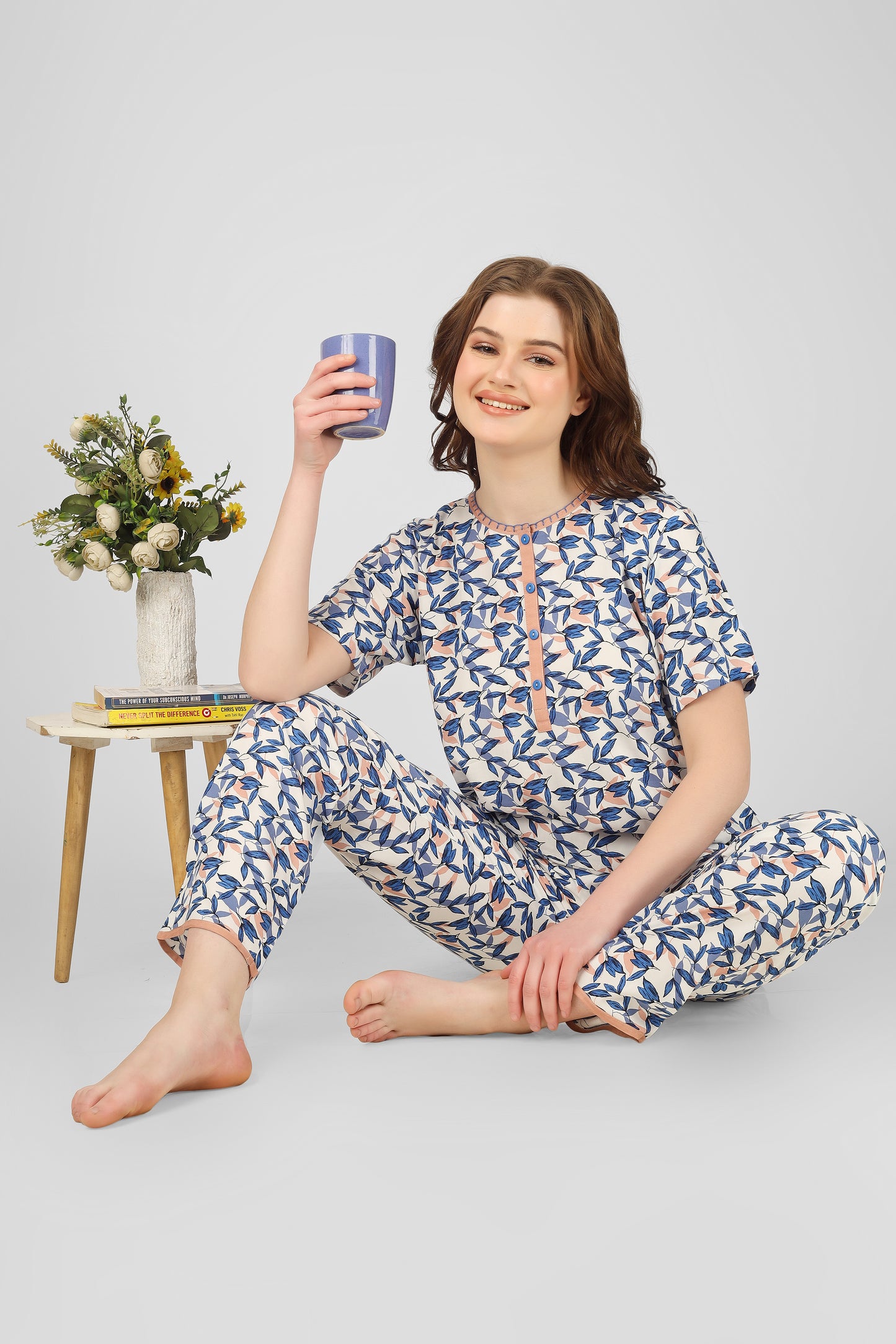 Indigo Leaf Nightsuit Set