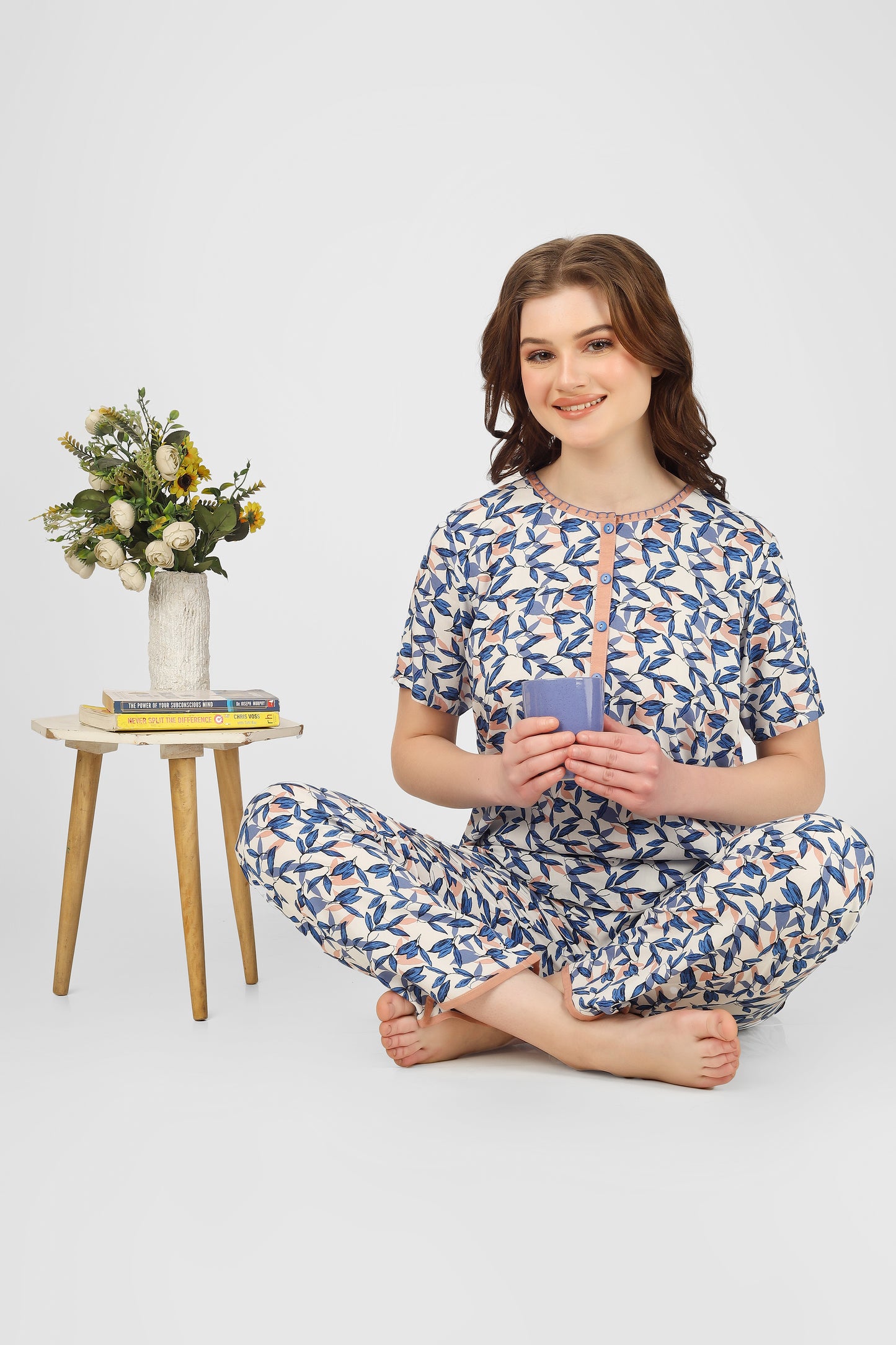 Indigo Leaf Nightsuit Set