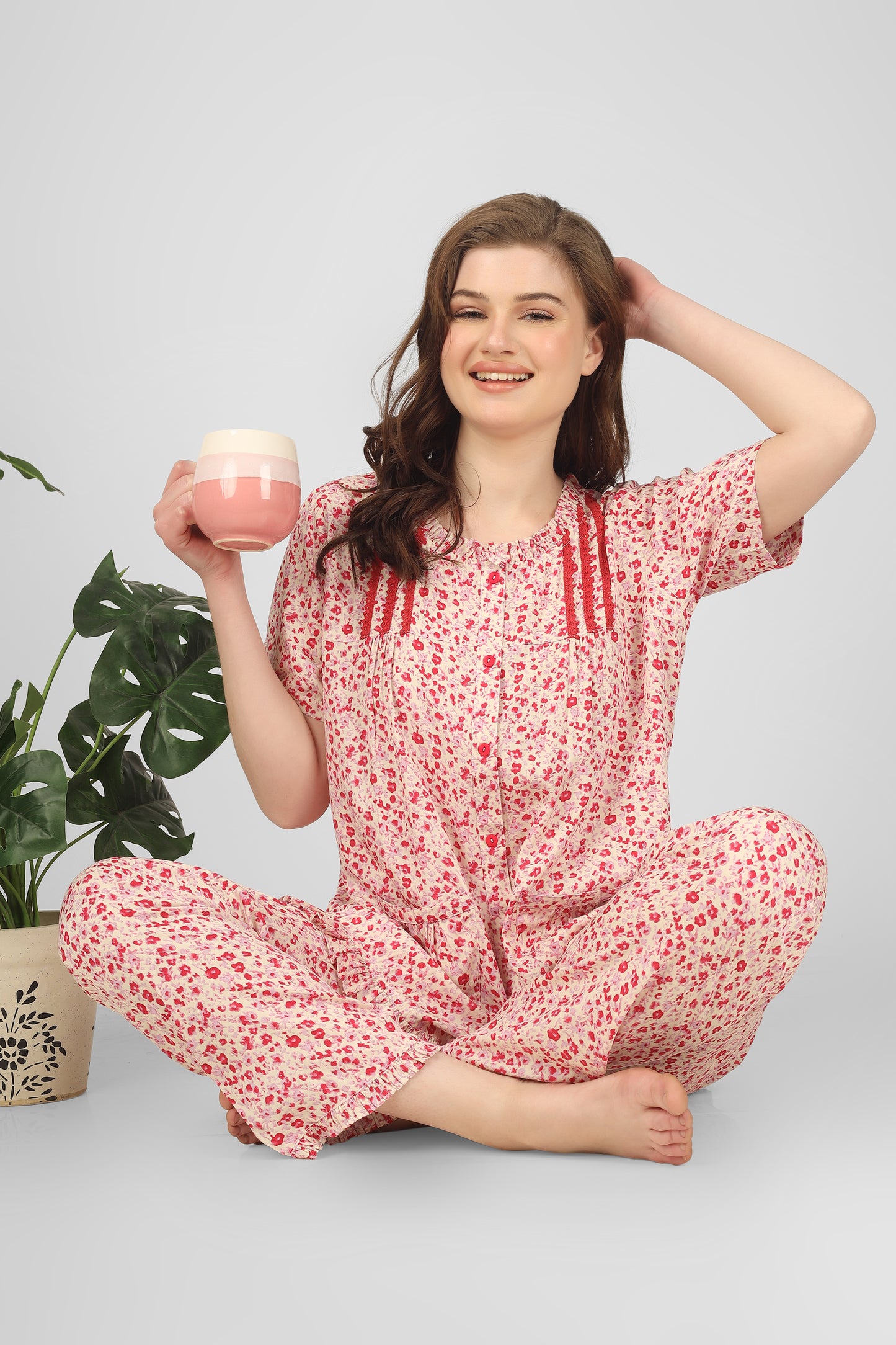 Red Whisper Nightsuit Set