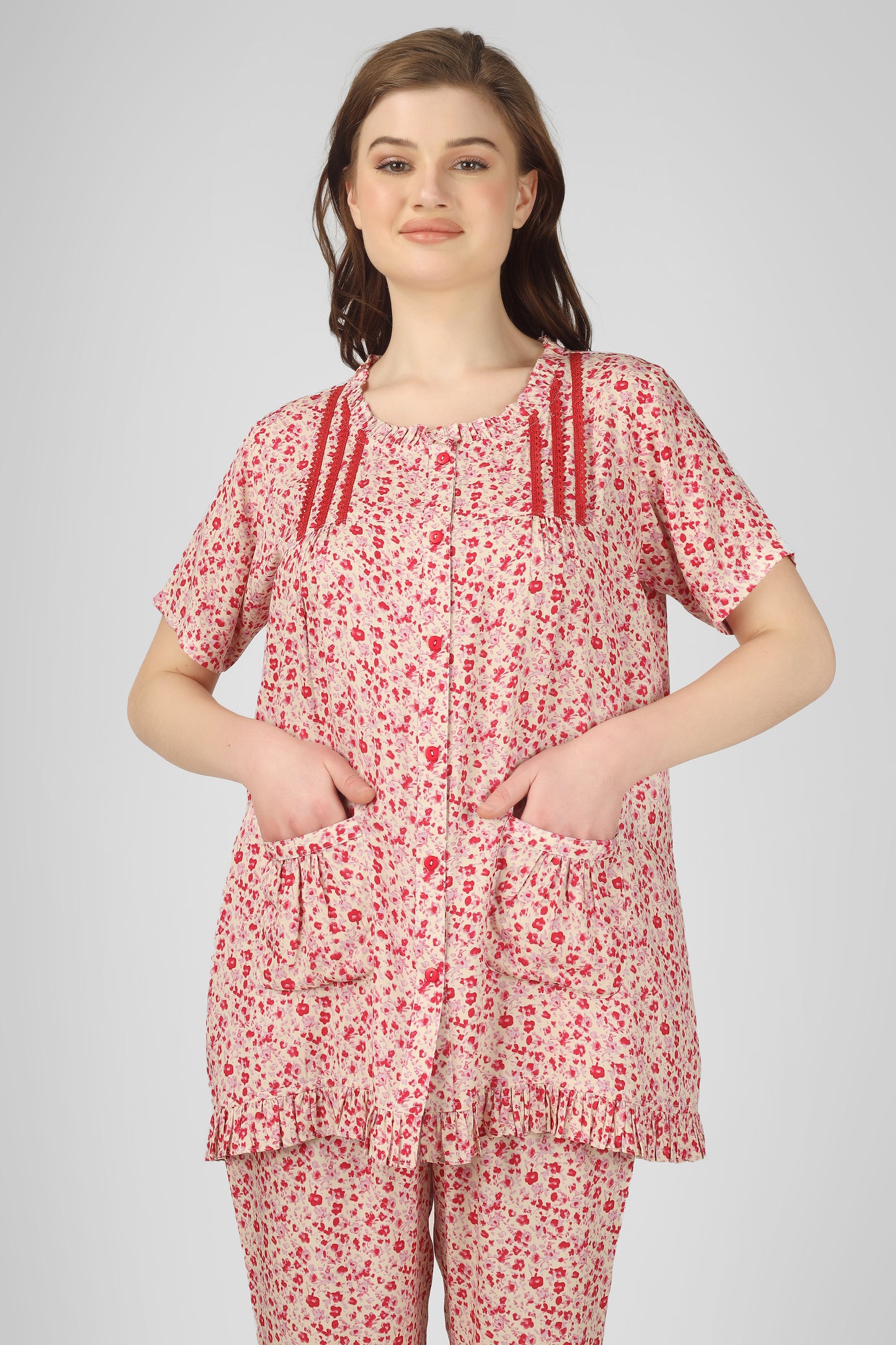 Red Whisper Nightsuit Set