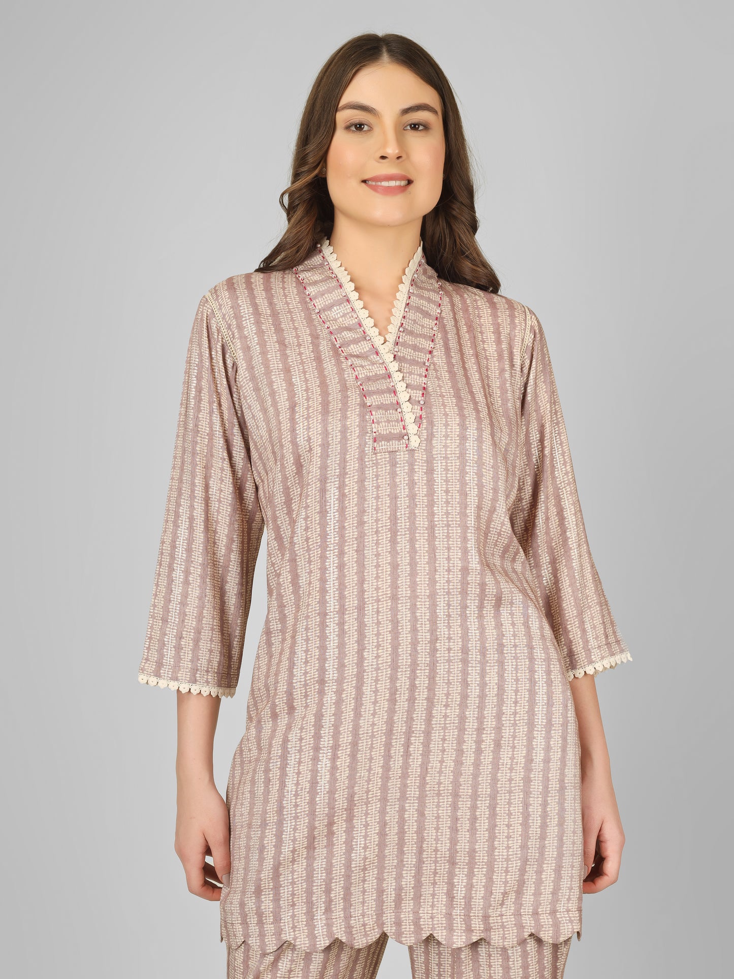 Elegance Scallop Rayon Coord Set