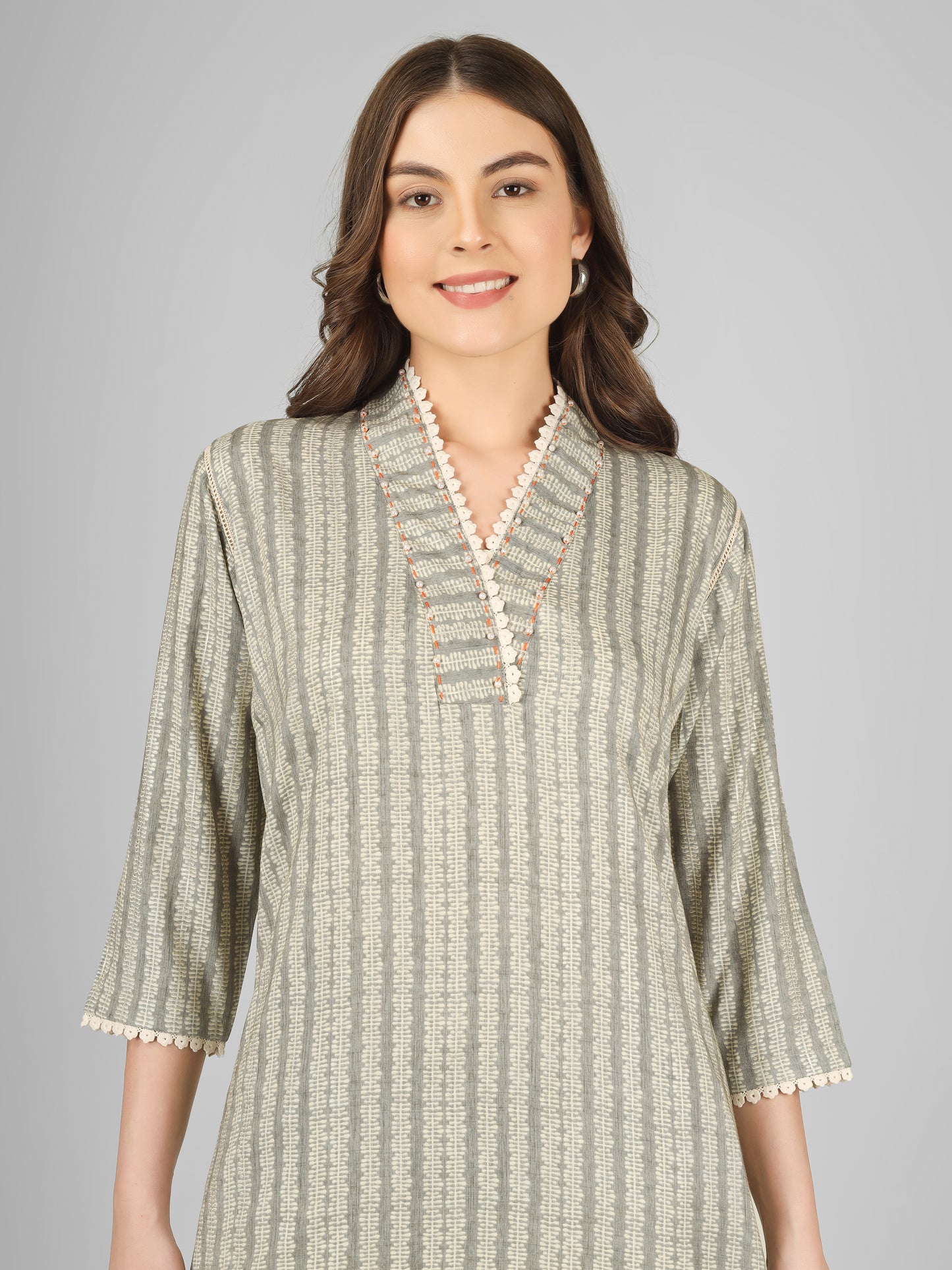 Silver Scallop Rayon Coord Set