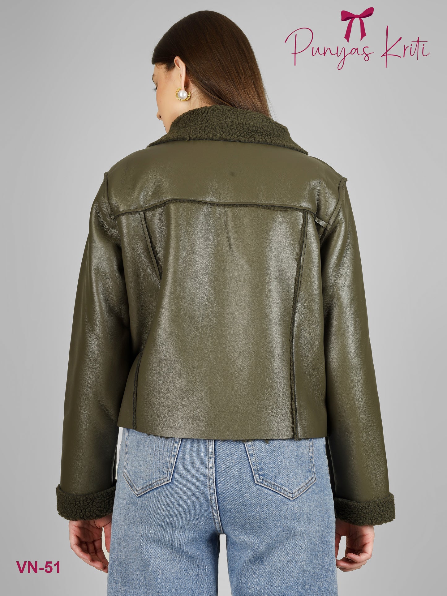 Turkish Olive Luxe Fleece-Lined Short Jacket