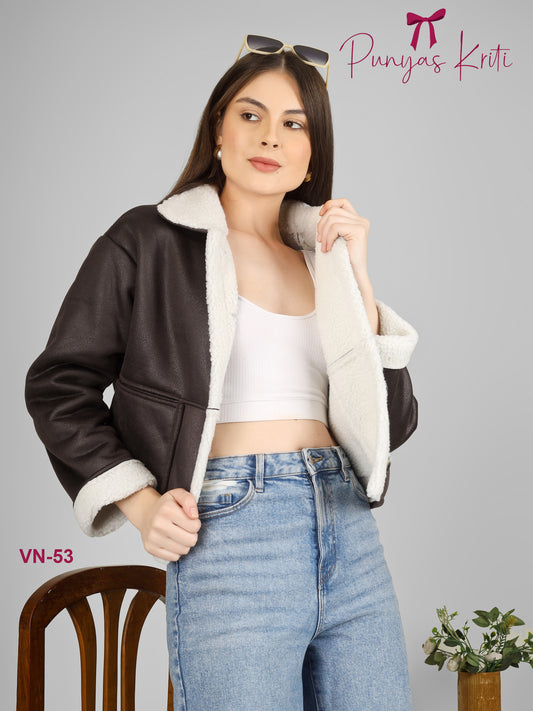 Turkish Glossy Black Cozy Short Jacket