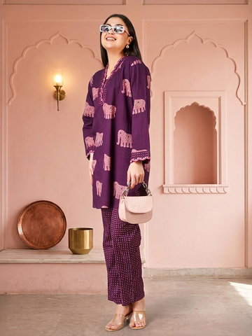 Plum Elephant Scallop Co-ord Set