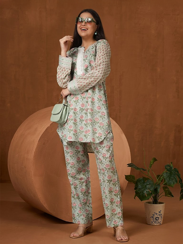 Green Harmony Hand Block Printed Organic Cotton Co-ord Set