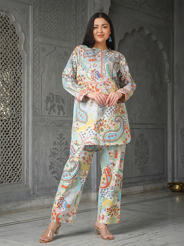 Silver Paisley Handcrafted Organic Cotton Co-ord Set