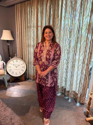 Gulmohar Wine Co-ord Set
