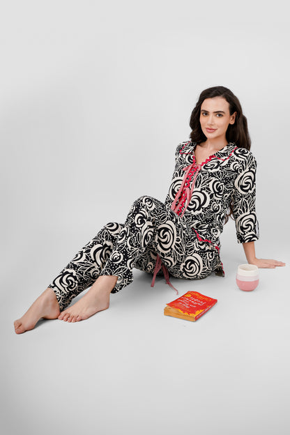 Monochrome Playful Rayon Coord Set