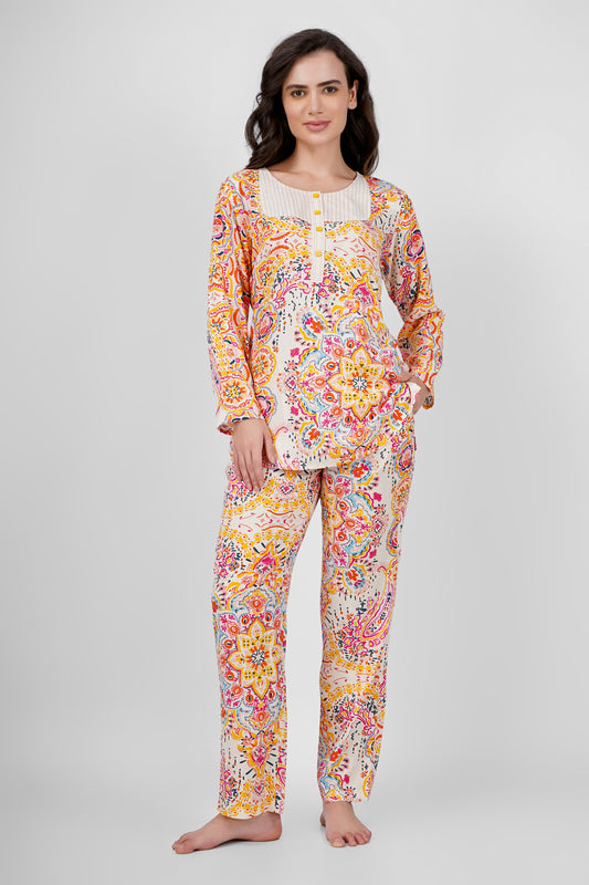 Pink Mandala Nightsuit Set