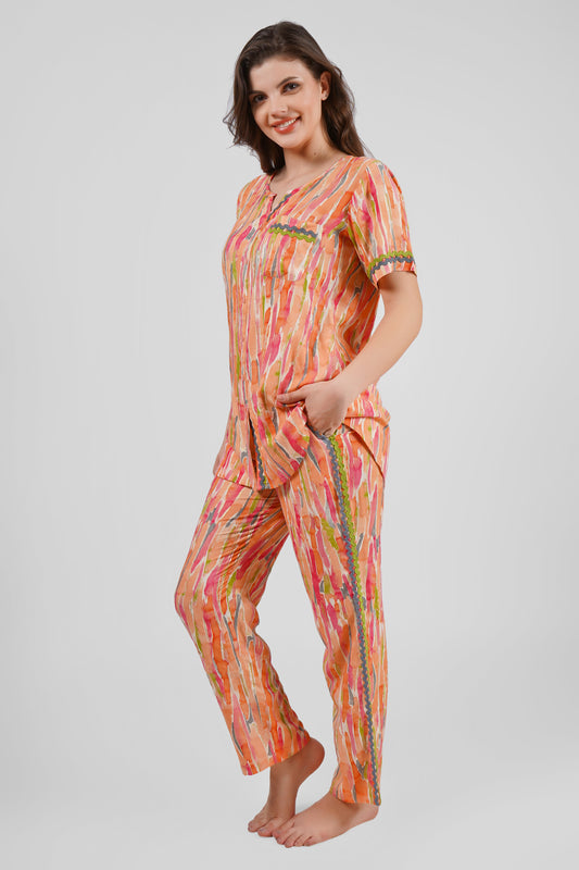 Tangerine Bliss Nightsuit Set