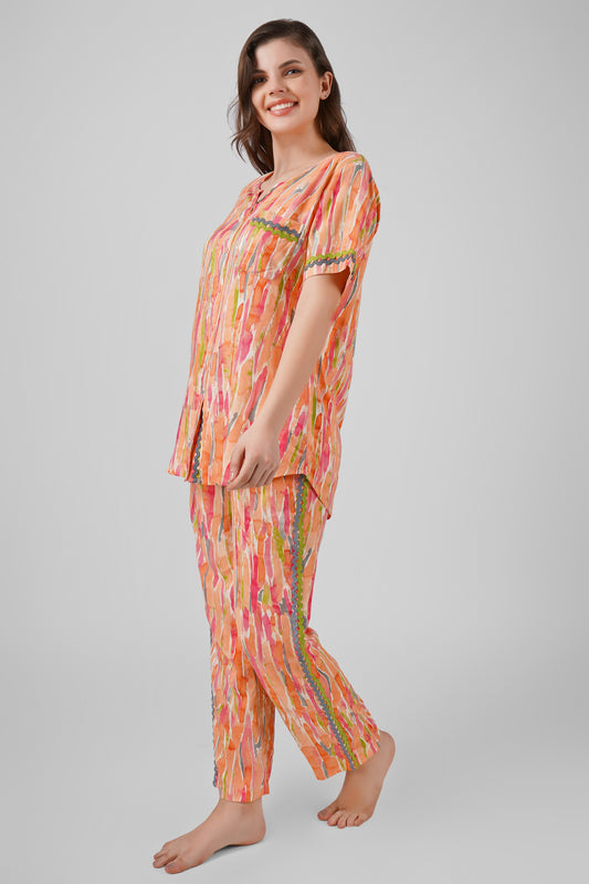 Tangerine Bliss Nightsuit Set
