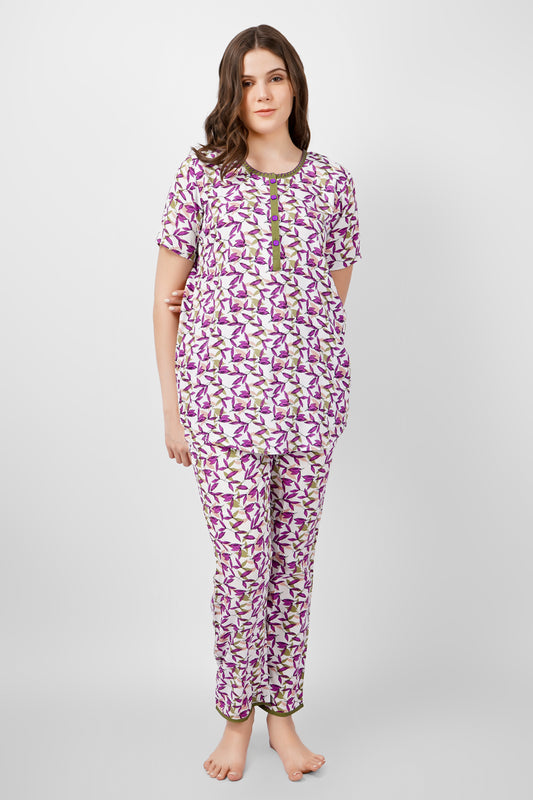 Lavender Leaf Nightsuit Set