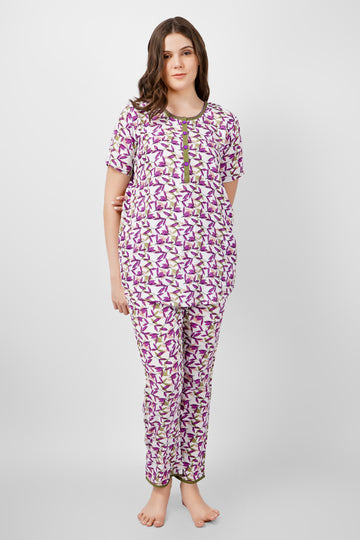 Lavender Leaf Nightsuit Set