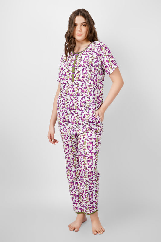 Lavender Leaf Nightsuit Set