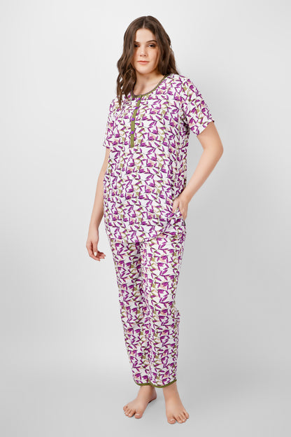 Lavender Leaf Nightsuit Set