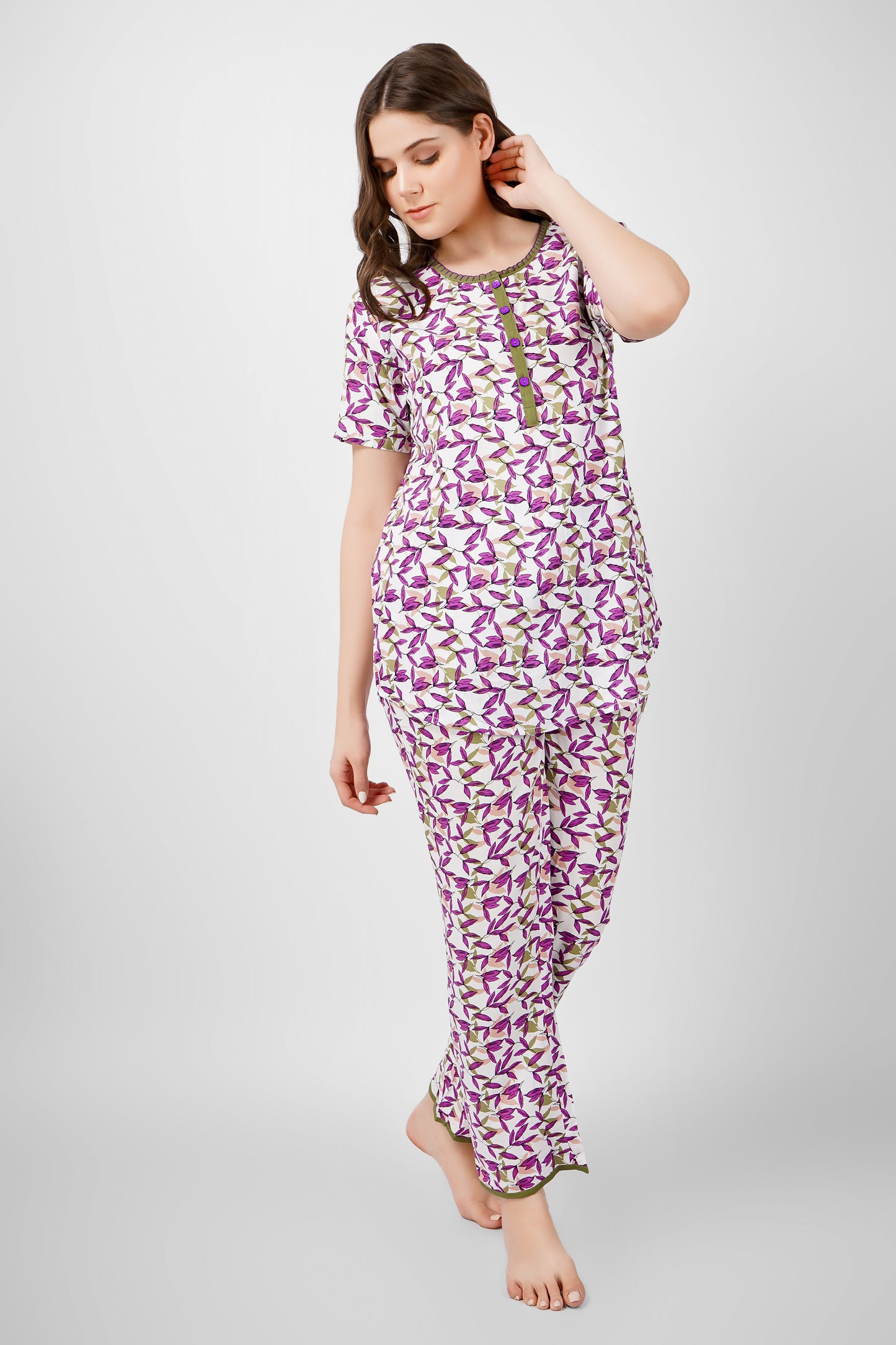 Lavender Leaf Nightsuit Set