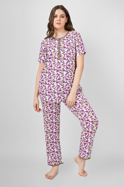 Lavender Leaf Nightsuit Set