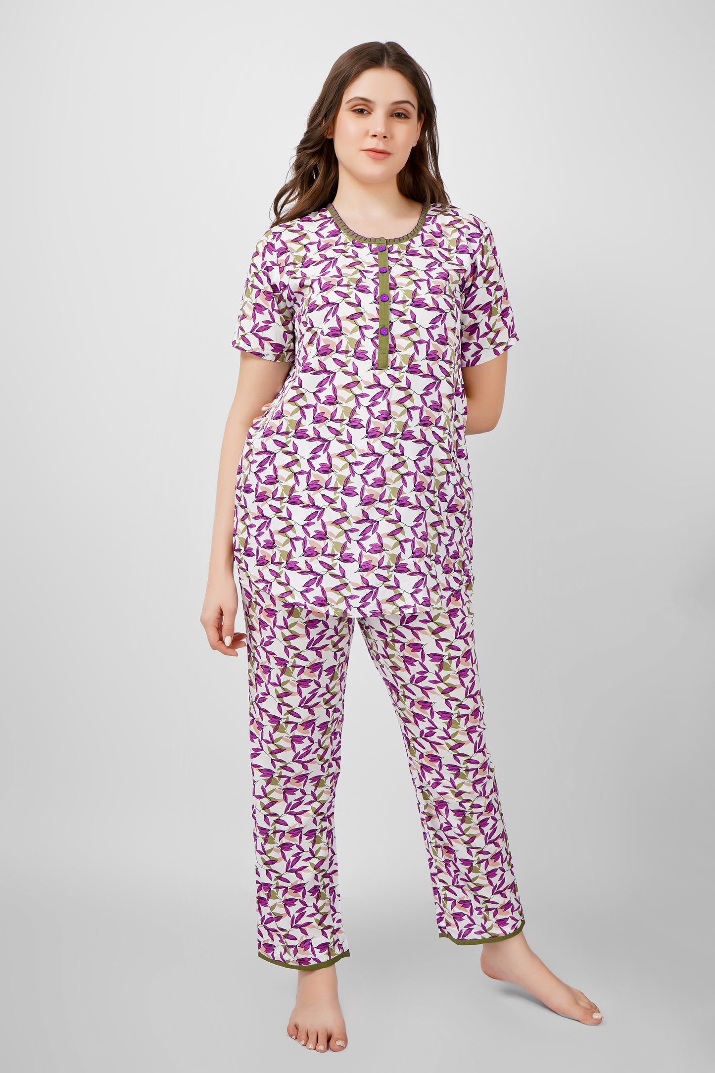 Lavender Leaf Nightsuit Set