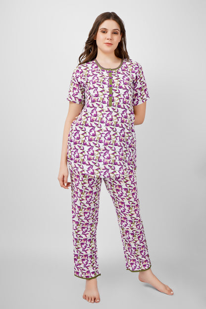 Lavender Leaf Nightsuit Set