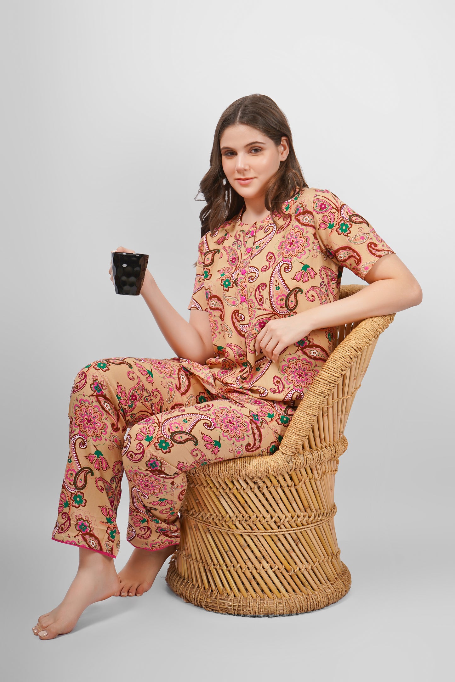 Fawn Paisley Nightsuit Set