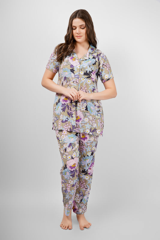 Olive Flora Nightsuit Set