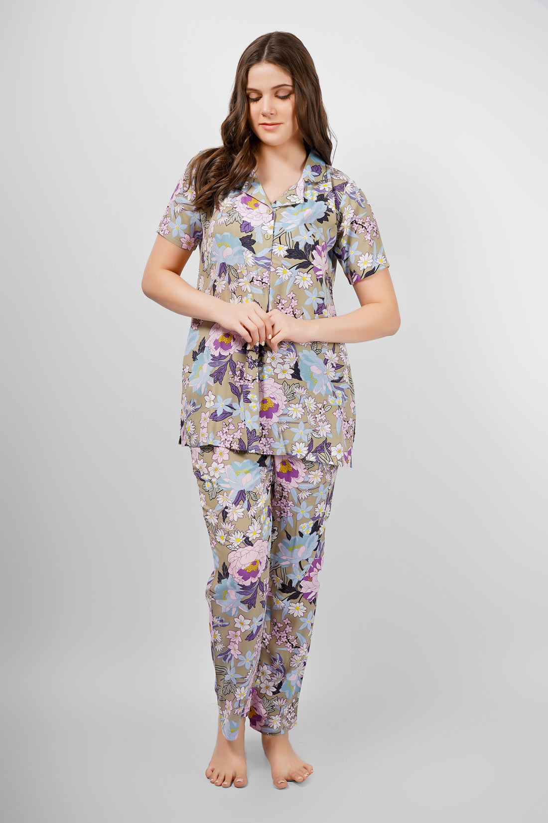 Olive Flora Nightsuit Set