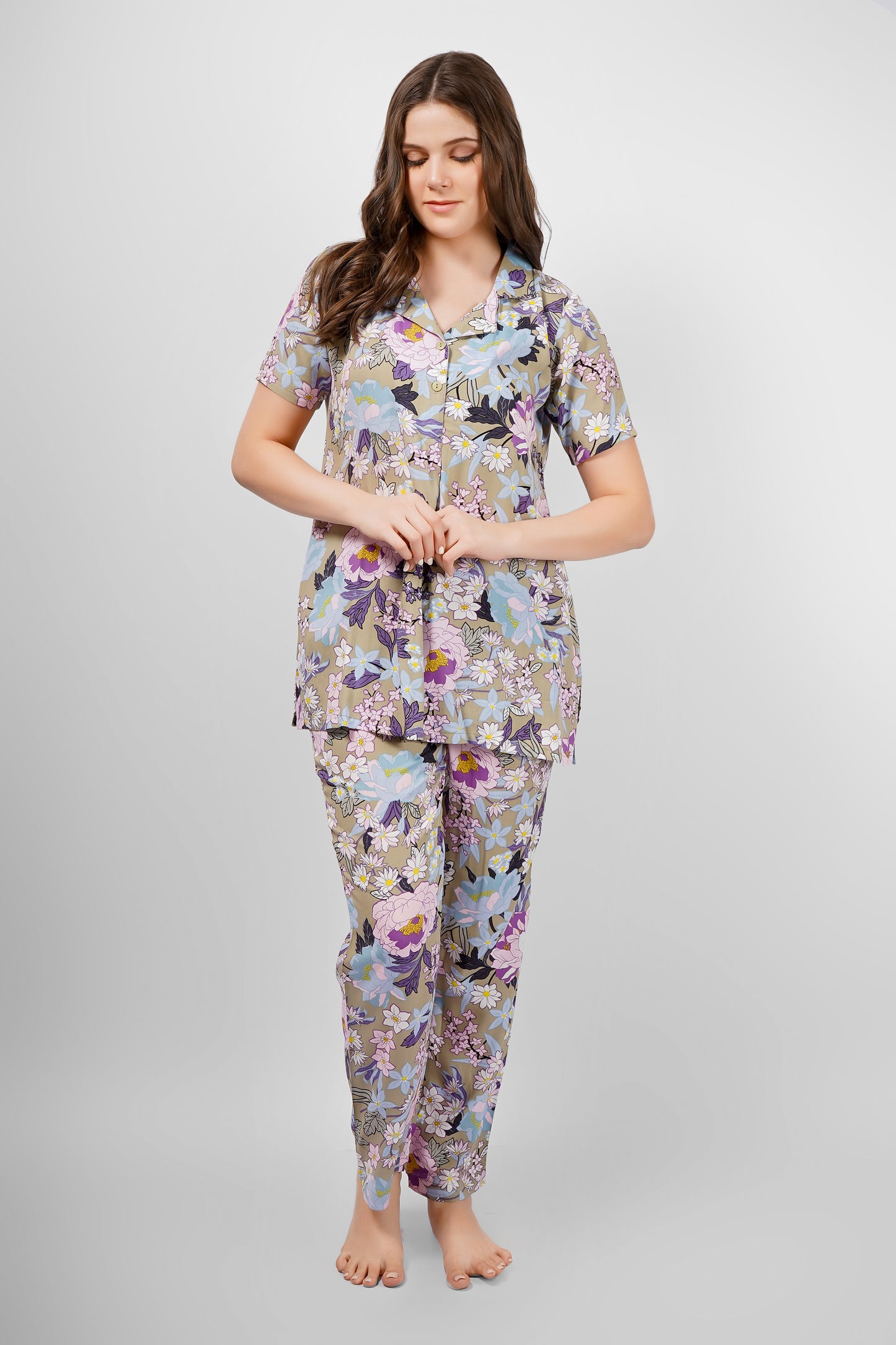 Olive Flora Nightsuit Set