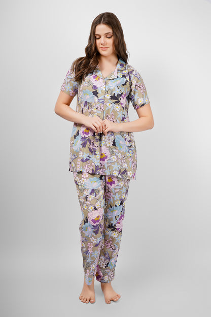 Olive Flora Nightsuit Set