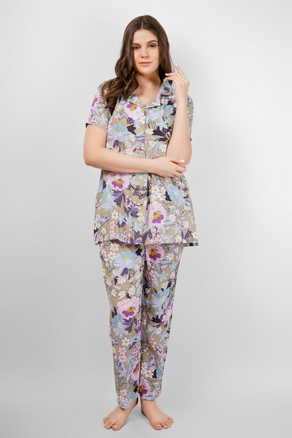 Olive Flora Nightsuit Set
