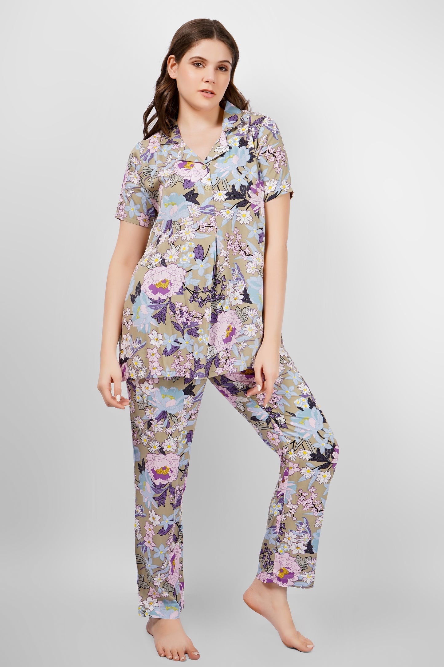 Olive Flora Nightsuit Set