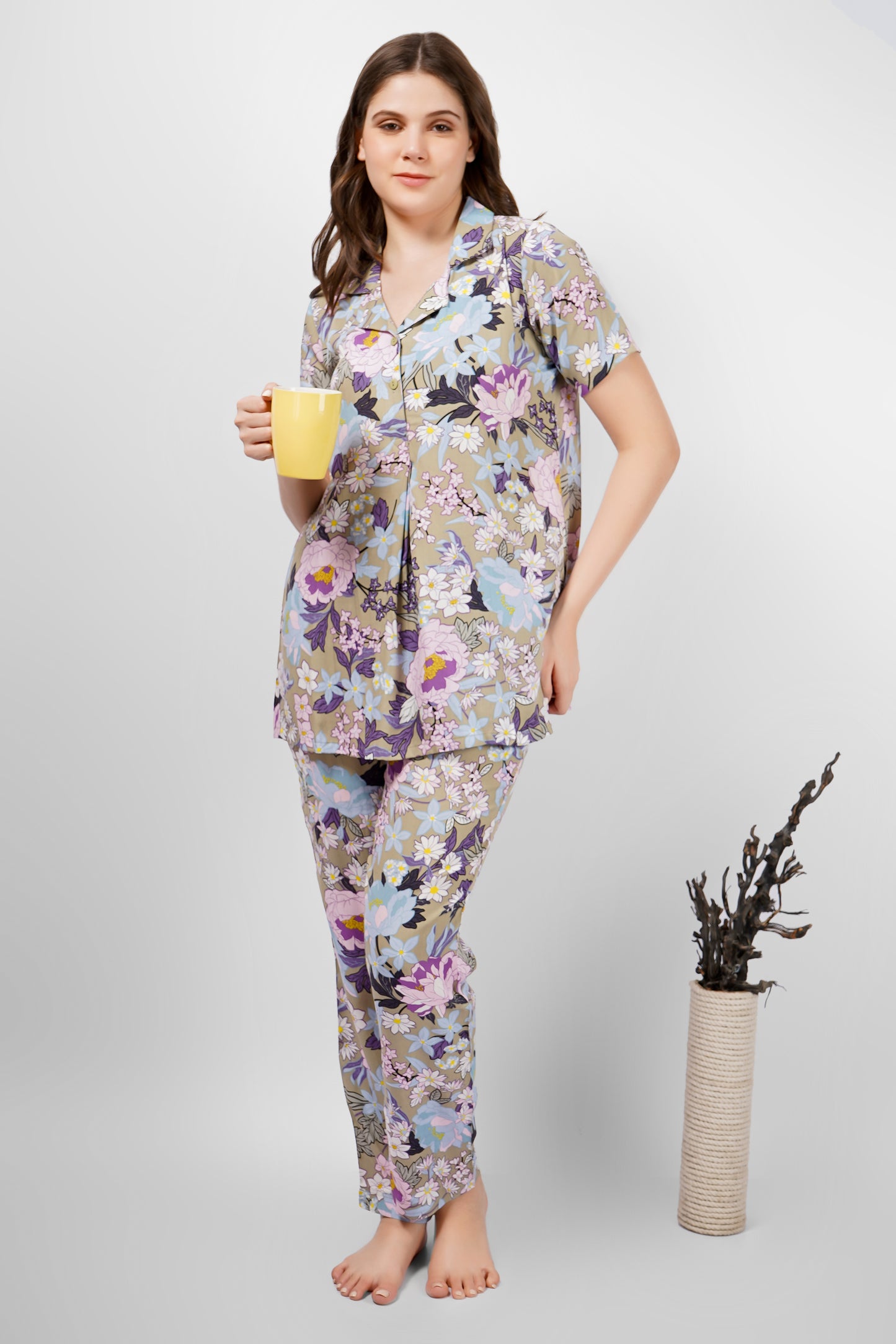 Olive Flora Nightsuit Set