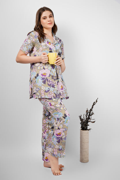 Olive Flora Nightsuit Set