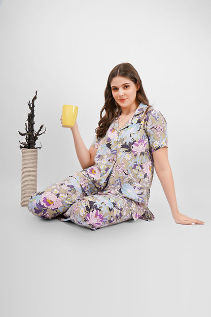 Olive Flora Nightsuit Set