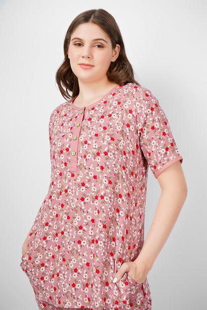 Blush Petals Nightsuit Set