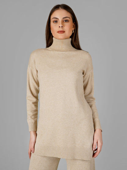 Beige Classic Luxe Woollen Co-ord Set
